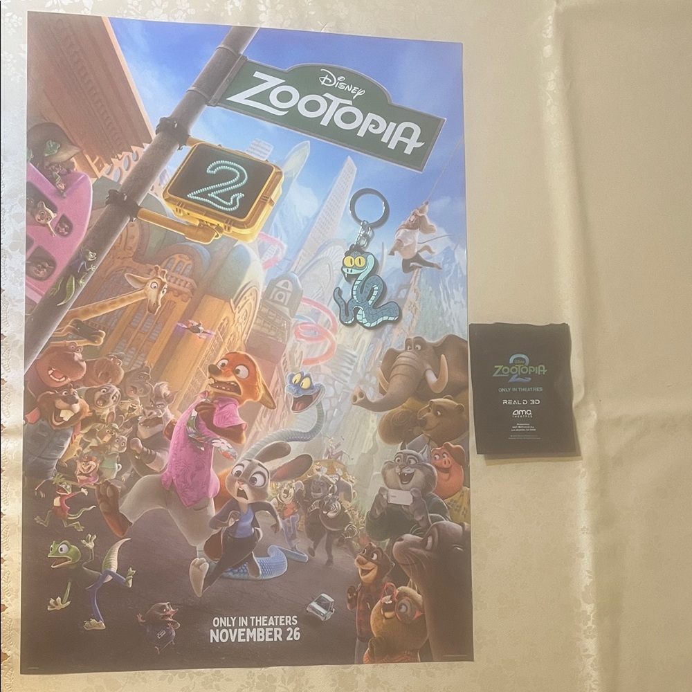 Zootopia 2 - Movie Poster & Keychain Snake 13x19 & 1.25x2.25 Disney